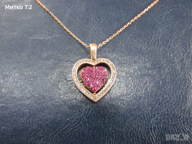 Дамски сребърен медальон сърце, снимка 1