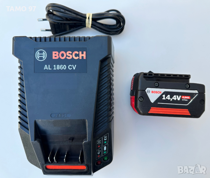 BOSCH AL 1860 CV зарядно устройство и BOSCH GBA 14,4V 4.0Ah акумулаторна батерия, снимка 1
