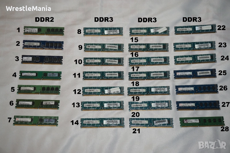 28 броя RAM ПАМЕТ DDR2 512MB/DDR3 2GB/1GB Тествана и Работеща за Настолен Компютър, снимка 1