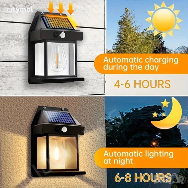 Соларна лампа с крушка BK-888 с датчик за движение и светлина - SOLAR INTERACTION WALL LAMP, снимка 1