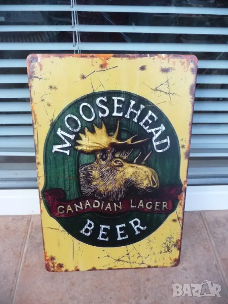 Метална табела Канадска бира Moosehead лос Канада Lager beer, снимка 1