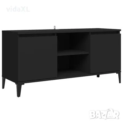 vidaXL ТВ шкаф с метални крака, черен, 103,5x35x50 см（SKU:805969）, снимка 1