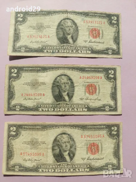 Банкнота 2 долара/DOLAR ,САЩ/USA/червен печат/RED seal -1963 година, снимка 1