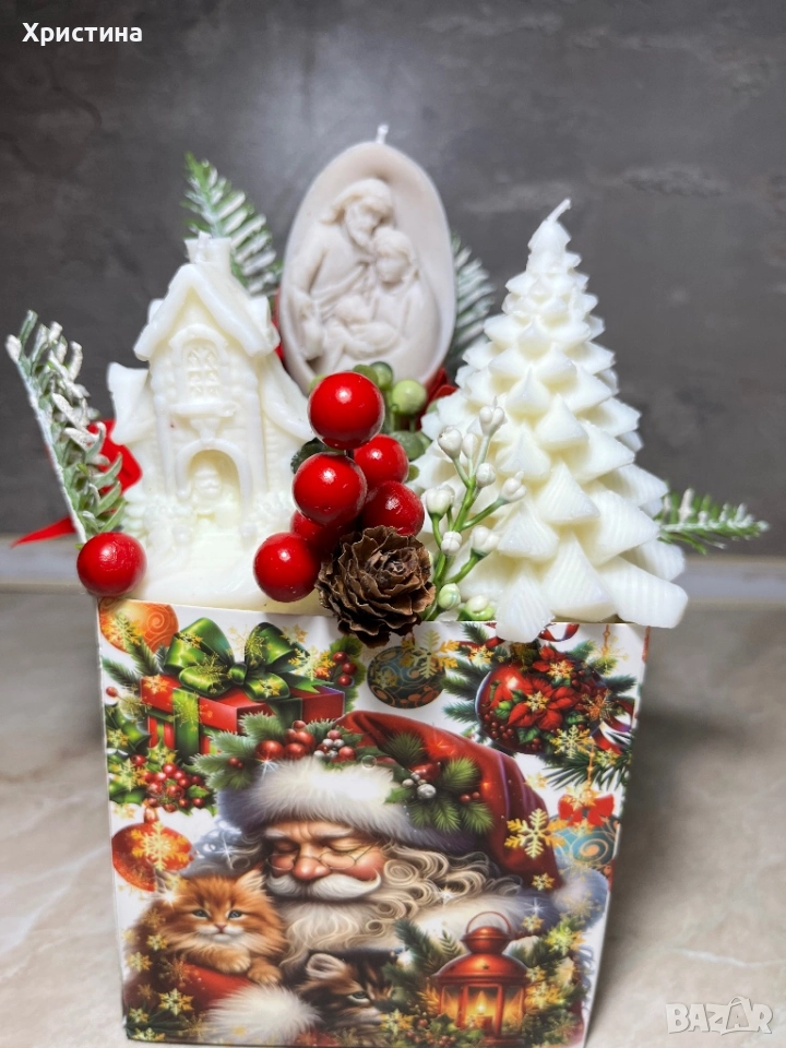 Коледен подарък букет от соеви ароматни свещи , снимка 1