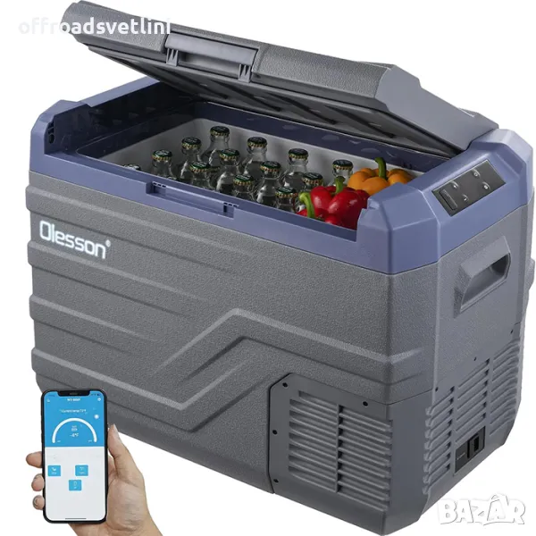 Olesson 35L Портативен хладилник с фризер 12V 24V 220V Хладилна кутия, снимка 1