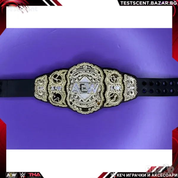 Шампионски колан пояс AEW World Championship Belt Wrestling Figure Accessory Jazwares WWE Scale, снимка 1