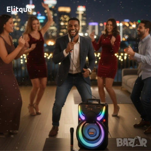 WSJAR E-8809 – Портативна караоке тонколона с микрофон и LED ефекти, снимка 2 - Тонколони - 52749975