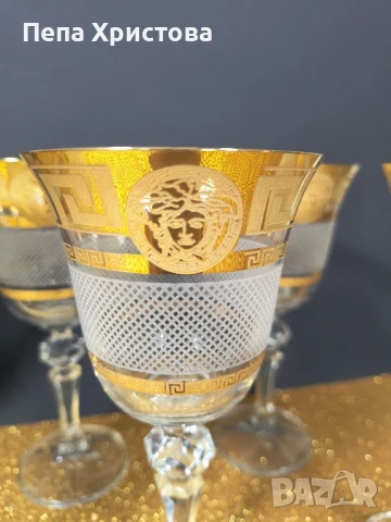 чаши за ракия -  Бохемия - Christina- Versace Gold, снимка 12 - Чаши - 50943761
