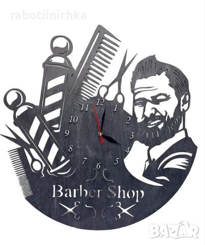 Часовник от дърво-подарък за фризьор "BARBER SHOP", снимка 2 - Ръчно изработени сувенири - 46607000