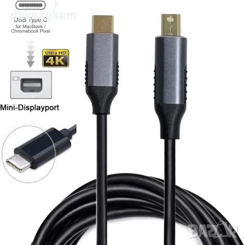 НОВ! USB C to Mini Displayport Cable 4K 1.8 m 60Hz , снимка 7 - Кабели и адаптери - 47516409