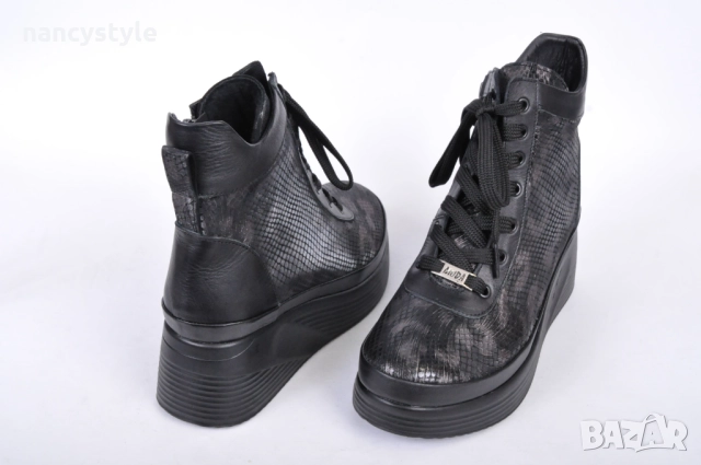 NEW! Дамски боти от естествена кожа ниска платформа, снимка 4 - Дамски боти - 52290259