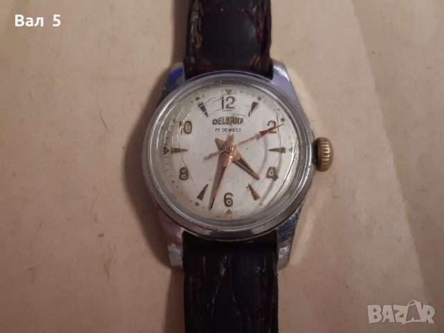 Часовник DELBANA , каишка крокодилска кожа . Работи, снимка 2 - Антикварни и старинни предмети - 46467598