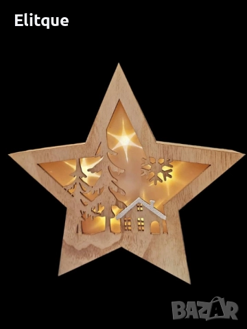 Дървена светеща настолна фигурка Звезда , снимка 2 - Други стоки за дома - 52903699