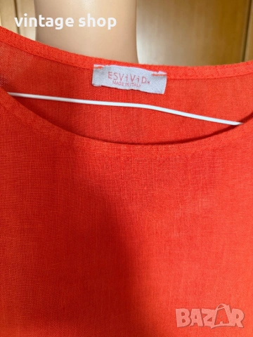 Ленена рокля Esvivid в наситен оранжев цвят, размер М/ малко L, снимка 7 - Рокли - 53955538