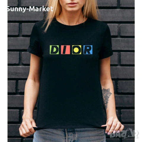 DIOR Дамски тениски с къс ръкав XS-4XL черна тениска Диор