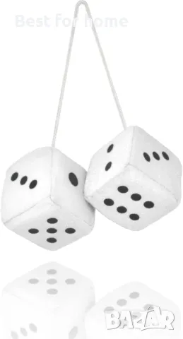  Чифт бели плюшени зарове за вътрешно огледало на кола