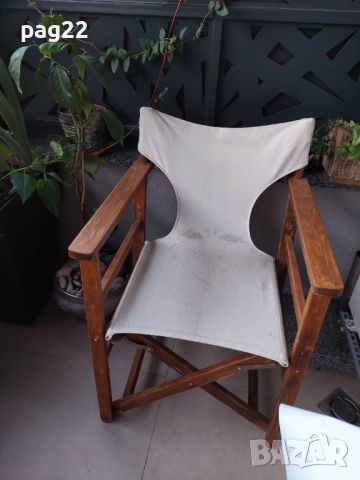 Сгъваем дървен режисьорски стол, снимка 1 - Градински мебели, декорация  - 46190993