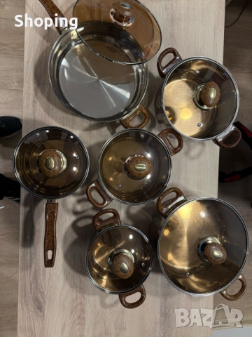 Комплект съдове за готвене от 12 части – Неръждаема стомана, равномерно нагряване и лесна поддръжка, снимка 8 - Съдове за готвене - 53358596