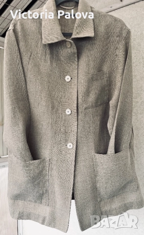 Минималистична риза- сако от груб лен в неутрален нюанс, снимка 9 - Сака - 52935123