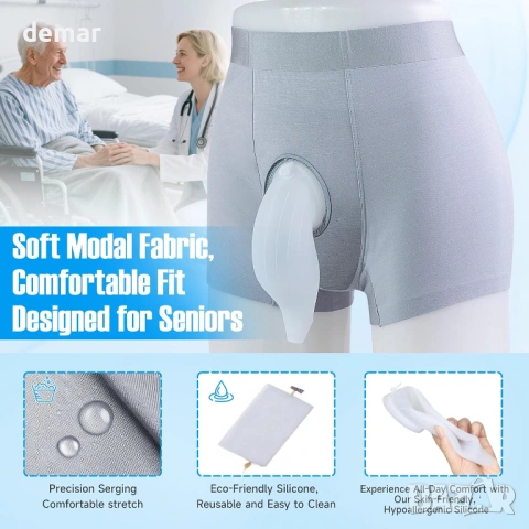 Външен катетър за мъже с подвижна силиконова торбичка за урина 1000 мл, XL, снимка 4 - Други - 53934704