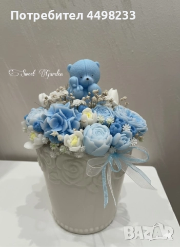 Идеален подарък-Аранжировка от ароматни сапунени цветя и др., снимка 2 - Изкуствени цветя - 52350118