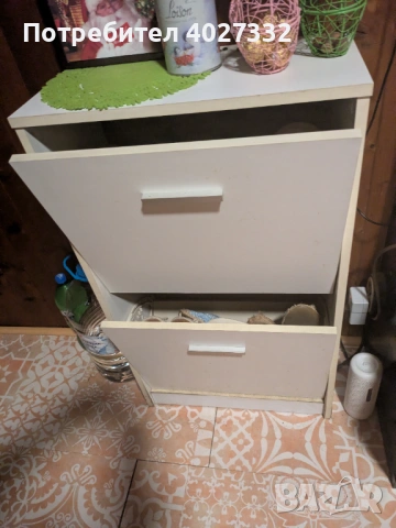 Комплект 4 кухненски стола и Шкаф за обувки с 2 падащи врати – бели, снимка 3 - Столове - 54114567