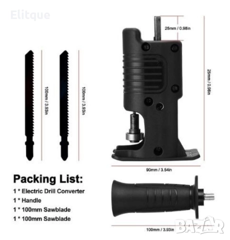 Приставка за винтоверт, трион с метални остриета