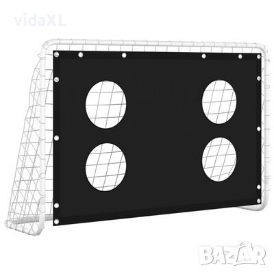 vidaXL Футболна врата с мрежа и стена мишена, стомана, 184x61x122 см(SKU:93376, снимка 1 - Футбол - 45538392