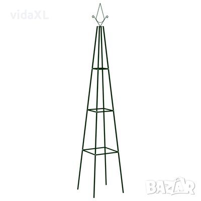 vidaXL Градински стойки за цветя 2 бр тъмнозелени 35x35x195 см желязо（SKU:47096
