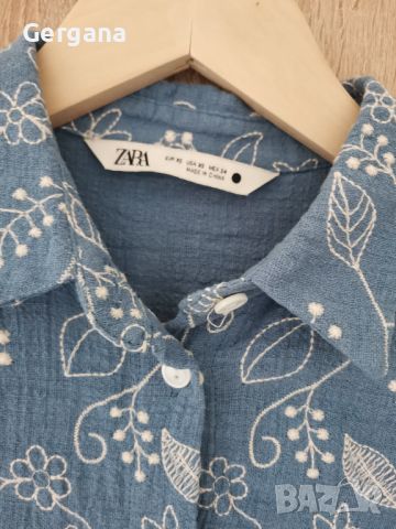 Zara нова риза с бродирани цветя , снимка 2 - Ризи - 45602452