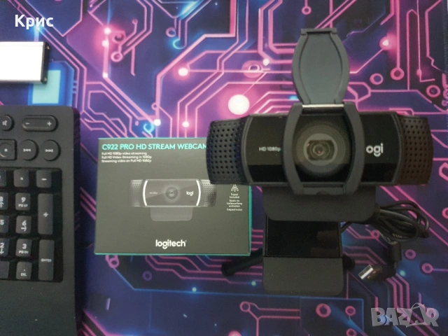 Logitech C922 Pro Stream 1080p Webcam + Privacy Cover, снимка 4 - Камери - 54044878