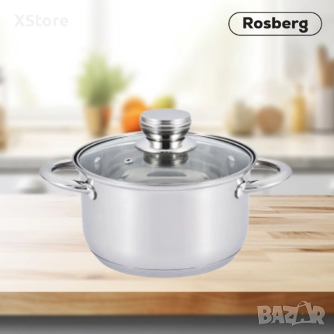 Тенджера Rosberg R51210O16, 16/18/20/22/24/26см, Неръждаема стомана, снимка 2 - Съдове за готвене - 52499248