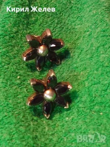 ФЛОРАЛНИ СКЪПОЦЕННИ СРЕБЪРНИ ОБЕЦИ МАРГАРИТКИ РОДИРАНО СРЕБРО 925 с ФАСЕТИРАН ЧЕРЕН ТУРМАЛИН 42320, снимка 14 - Обеци - 50136131