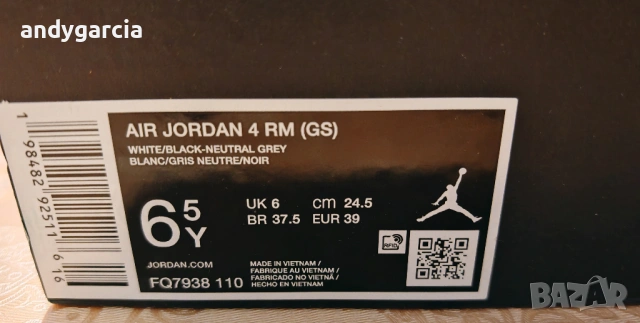  Nike Air Jordan 4 RM 39.0 ти номер или 24.5 см стелка, чисто нови с кутия 100% оригинални, снимка 3 - Маратонки - 53646417