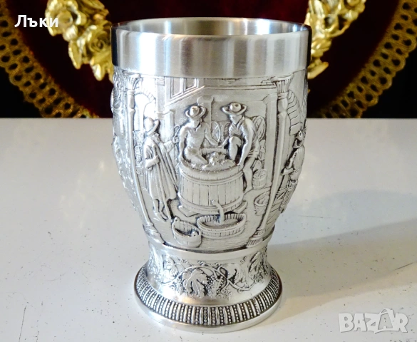 Калаена чаша Гроздобер,винопроизводство. , снимка 3 - Антикварни и старинни предмети - 53660365