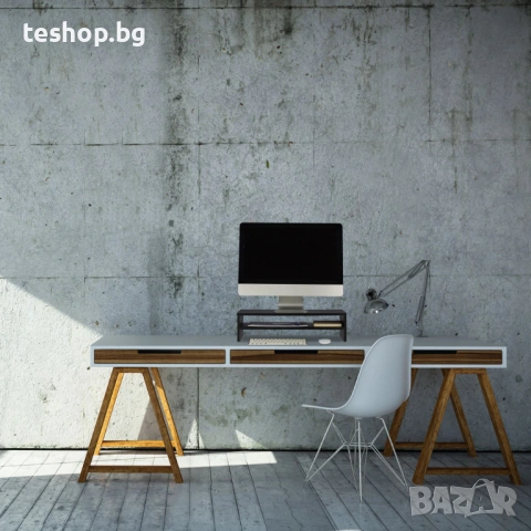 Черна стойка за монитор с отделение Relaxdays немско производство, снимка 2 - Бюра - 53790720