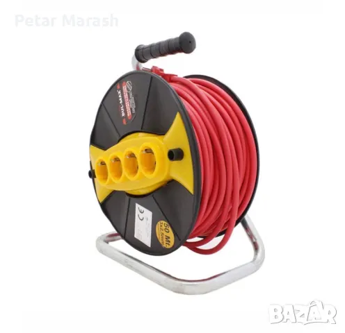 Удължител с макара Bul-Max 50m, 4 гнезда, 3×2,5 mm, транспортна дръжка, снимка 2 - Други инструменти - 50367163