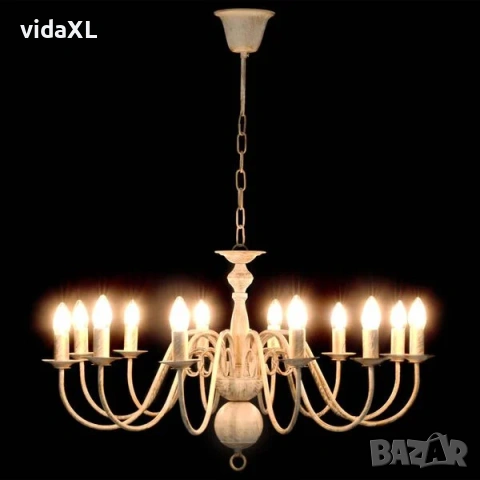 vidaXL Полилей, антично бяло, 12 х Е14 крушки(SKU:281620), снимка 2 - Други - 53785670