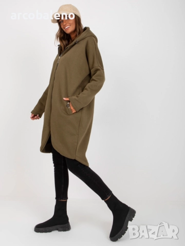 Дълъг дамски преходен суичър с качулка и цип Tina, 2цвята , снимка 7 - Суичъри - 52931180