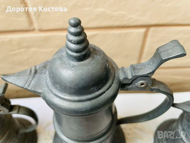 Красиви кани от цветен метал от Германия - 3 бр, снимка 4 - Антикварни и старинни предмети - 53577964