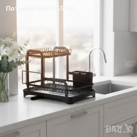 Сушилник за съдове с оттичане на водата, XXL, снимка 2 - Аксесоари за кухня - 53191230