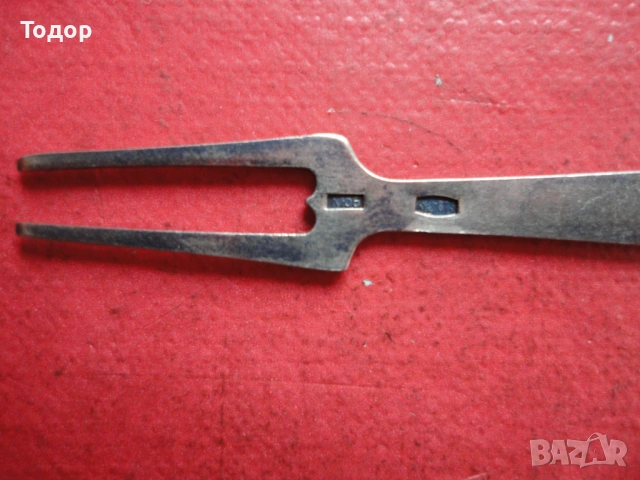 Руска сребърна виличка с емайл 875, снимка 5 - Антикварни и старинни предмети - 54087460