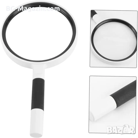 Голяма стъклена увеличителна ръчна лупа с дръжка за четене на книги 3X увеличение голям диаметър , снимка 8 - Други инструменти - 50920282