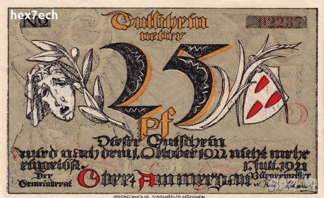 ❤️ ⭐ Notgeld Oberammergau 1921 25 пфенинга UNC нова ⭐ ❤️, снимка 3 - Нумизматика и бонистика - 45351407