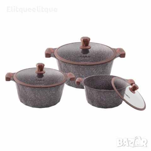 Lexical – PEARL SERIES Гранитен комплект касероли за професионално и домашно готвене, снимка 5 - Съдове за готвене - 52185320