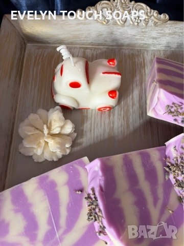 Ръчно изработен сапун с лавандула, кокос, козе мляко, карите, копринени нишки и какао, снимка 6 - Козметика за тяло - 51703151