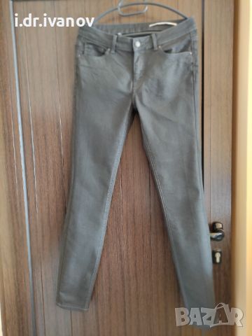 Дамски дънки ZARA Slim Fit с черен промазан плат , снимка 1 - Дънки - 45490186