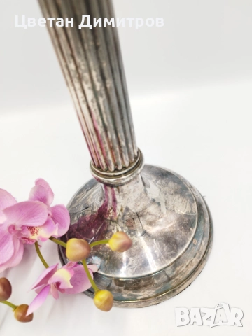 Огромен посребрен винтидж свещник, снимка 5 - Антикварни и старинни предмети - 51725318