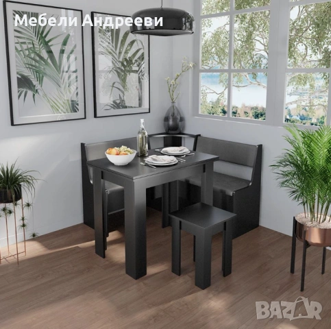 Черна тапицирана пейка с ракла 5632, снимка 3 - Дивани и мека мебел - 53790623