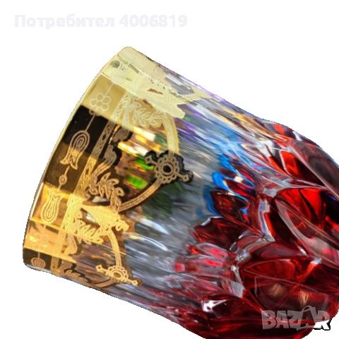  Сервиз от 6 бр.чаши за уиски 999(24к)злато,цветен кристал,емайл+подарък, снимка 6 - Чаши - 45018107